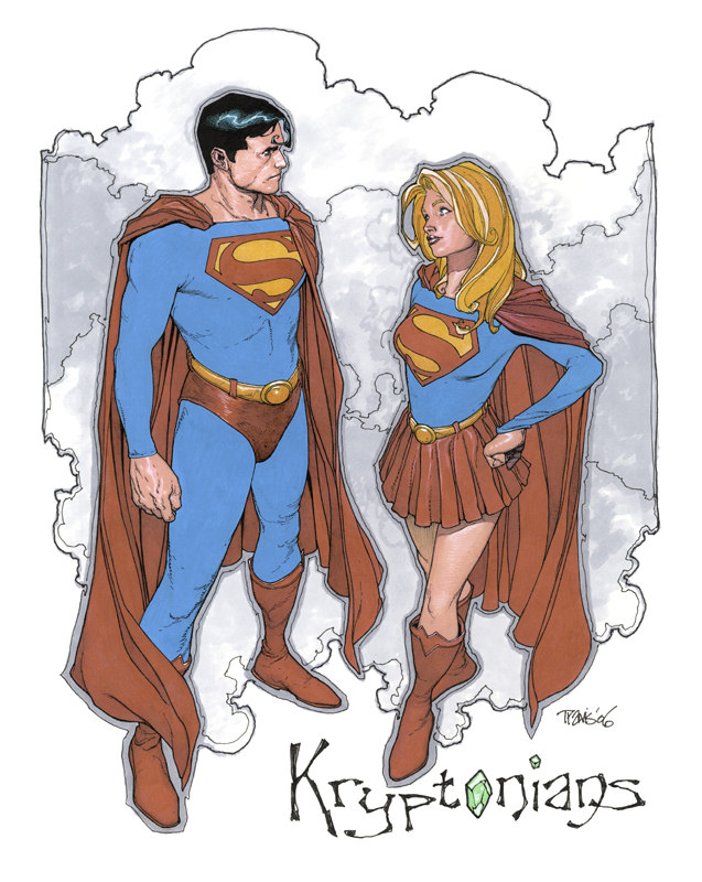 Superman and Supergirl sketch KRYPTONIANS by Travis Charest