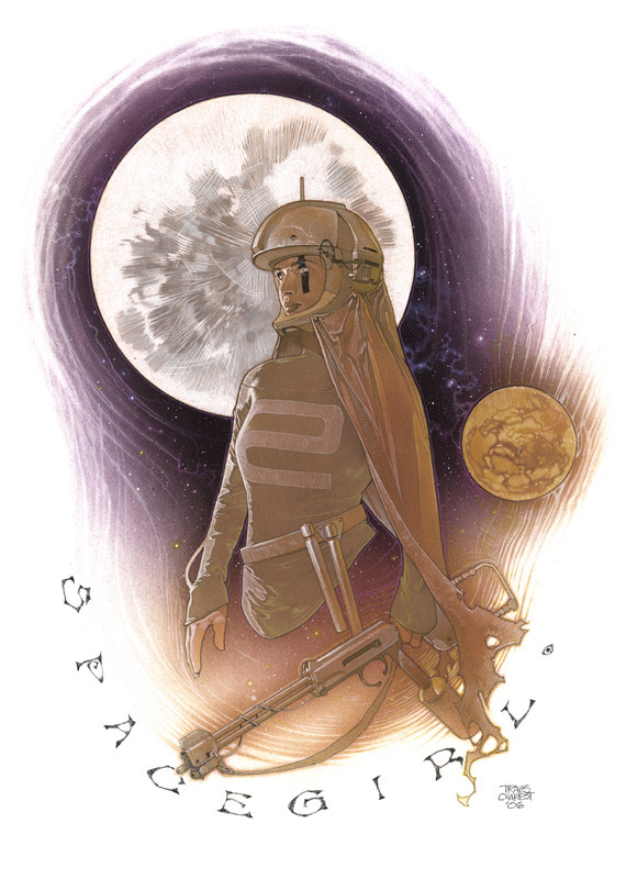 Spacegirl and the Moons sketch by Travis Charest