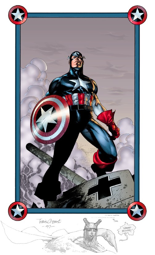 Captain America Pin-up w/ sketch 3